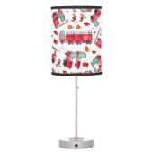 Watercolor Firetrucks Kids Firefighter Trucks Table Lamp (Back)