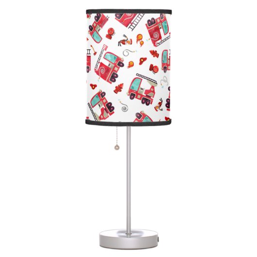 Watercolor Firetrucks Kids Firefighter Trucks Table Lamp (Right)
