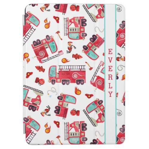 Watercolor Firetrucks Kids Personalized iPad Air Cover