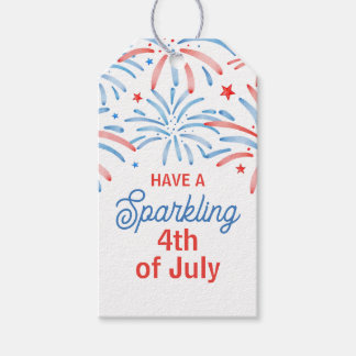 Watercolor Fireworks 4th of july Sparkler Party Gift Tags