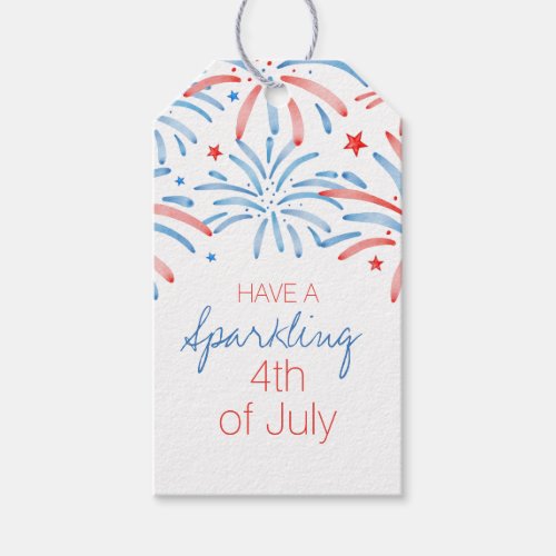 Watercolor Fireworks 4th of july Sparkler Party  Gift Tags