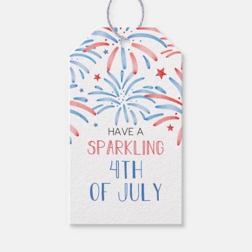 Watercolor Fireworks 4th of july Sparkler Party  Gift Tags