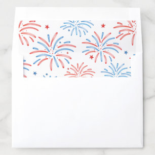 Watercolor Fireworks Fourth of July Party Envelope Liner