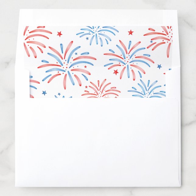 Watercolor Fireworks Fourth of July Party Envelope Liner (In Envelope)