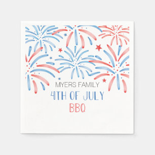 Watercolor Fireworks Fourth of July Party Napkins