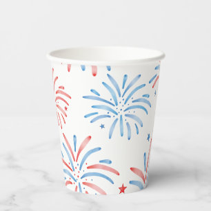 Watercolor Fireworks Fourth of July Party Paper Cups