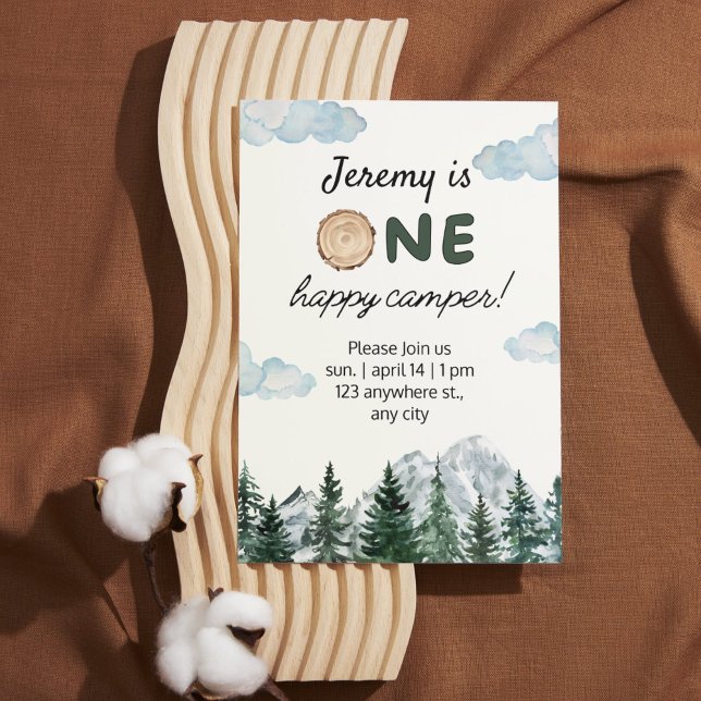 Watercolor First Birthday Outdoors Invitation (Watercolor First Birthday Outdoors Invitation)