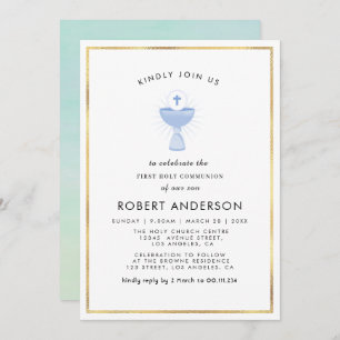 watercolor first holy communion invitation