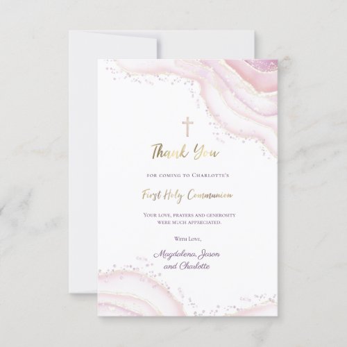 watercolor First Holy Communion thank you card