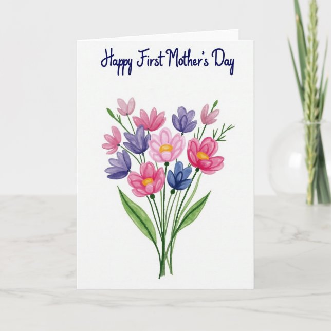Watercolor First Mothers Day Card (Front)