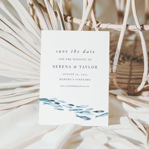 Watercolor Fish Nautical Save The Date