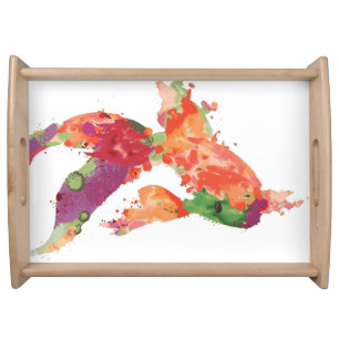 watercolor fish serving tray