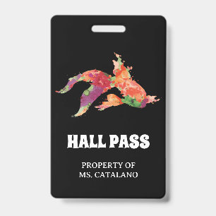 watercolor fish Teacher Hall Pass Badge
