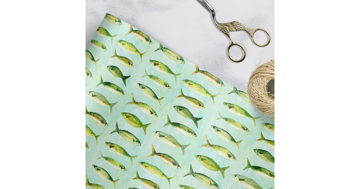 Watercolor Fish Wrapping Paper Sheets | Zazzle