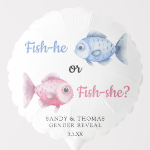 Watercolor Fishing Gender Reveal Balloon