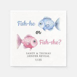 Watercolor Fishing Gender Reveal Napkins