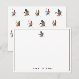 Watercolor fishing hooks Flat Note Card