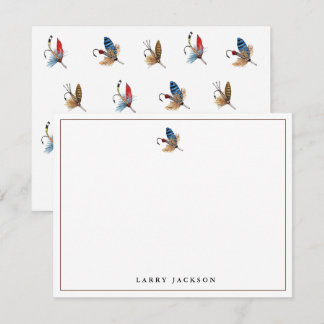 Watercolor fishing hooks Flat Note Card