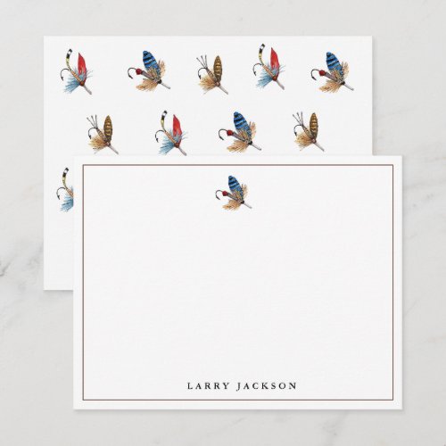 Watercolor fishing hooks Flat Note Card