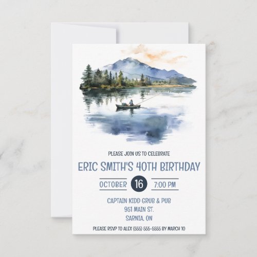 Watercolor Fishing, Mountains, Lake Birthday Party