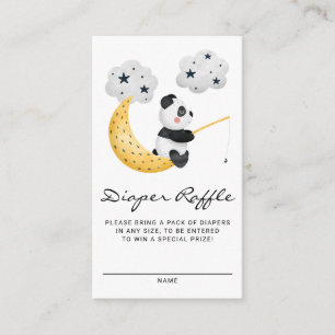 Watercolor Fishing Panda Baby Shower Diaper Raffle Enclosure Card