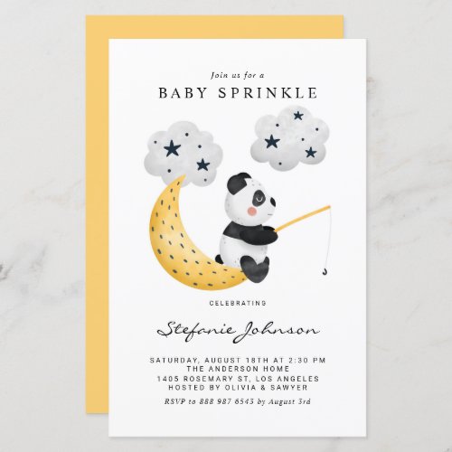 Watercolor Fishing Panda Baby Sprinkle Invite