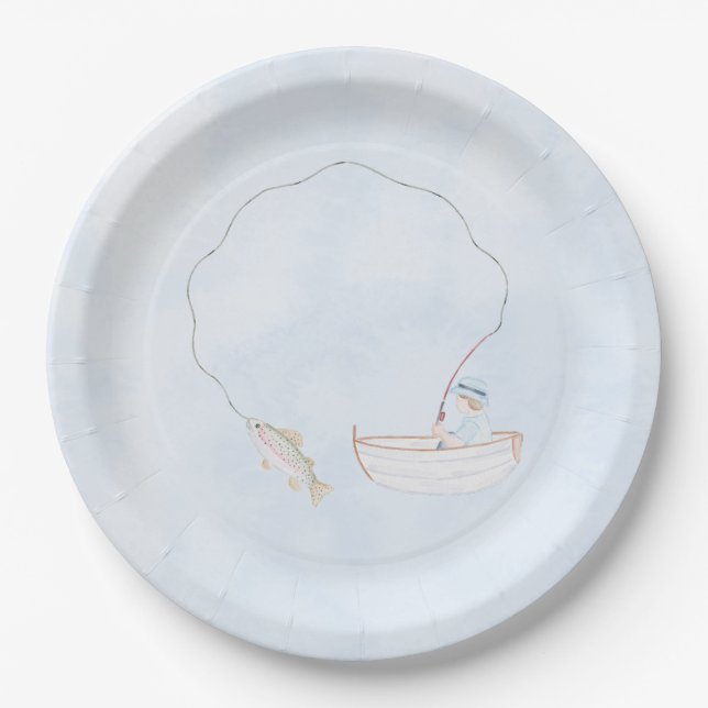 Watercolor Fishing  Paper Plates (Front)