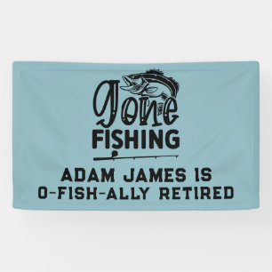 Watercolor Fishing Retirement Party - Gone Fishing Banner