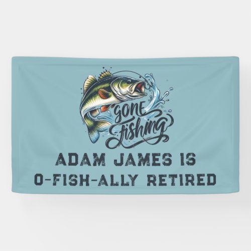 Watercolor Fishing Retirement Party _ Gone Fishing Banner