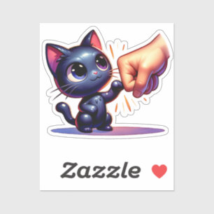 Watercolor Fist Bump with Black Cat Paw Sticker