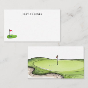 Watercolor Flag and putting green Golfers Note Card