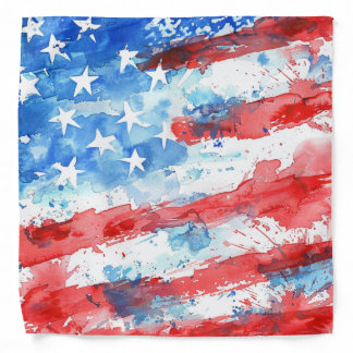 Watercolor Flag Stars and Stripes Bandana