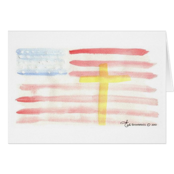 Watercolor Flag with Cross Customizeable Card