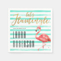Watercolor Flamingle Mint Stripes | Bridal Shower Napkin