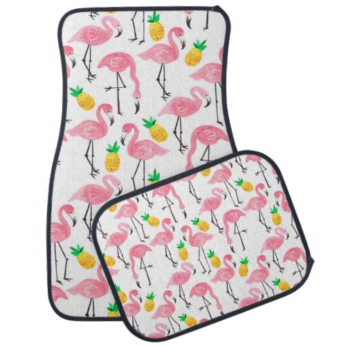 Watercolor Flamingo and Pineapple Tropical Set Car Floor Mat