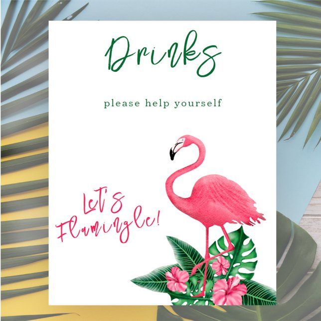 Watercolor flamingo baby shower - Drinks Poster (Creator Uploaded)