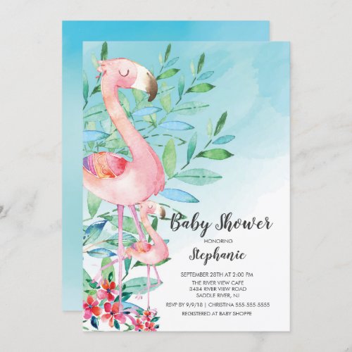 Watercolor Flamingo Baby Shower invitation