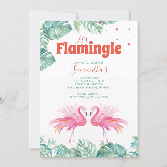 Watercolor Flamingo Baby Shower Invitation (Front)