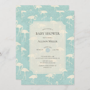 Watercolor Flamingo Baby Shower Invitation