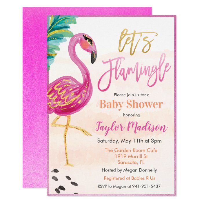 baby shower invitations flamingo