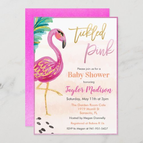 Watercolor Flamingo Baby Shower Invitation