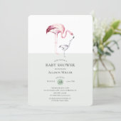 Watercolor Flamingo Baby Shower Invitation (Standing Front)