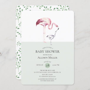 Watercolor Flamingo Baby Shower Invitation
