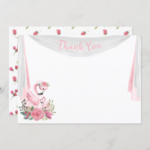 Watercolor Flamingo Baby Shower Thank you Card