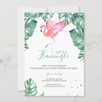 Watercolor Flamingo Bachelorette Party Invitation | Zazzle