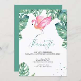 Watercolor Flamingo Bachelorette Party Invitation