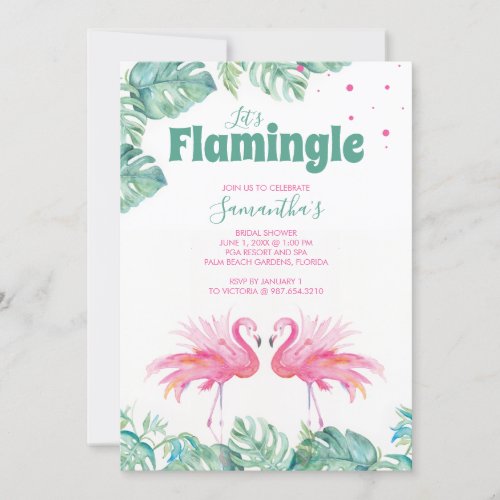 Watercolor Flamingo Bridal Shower Invitation