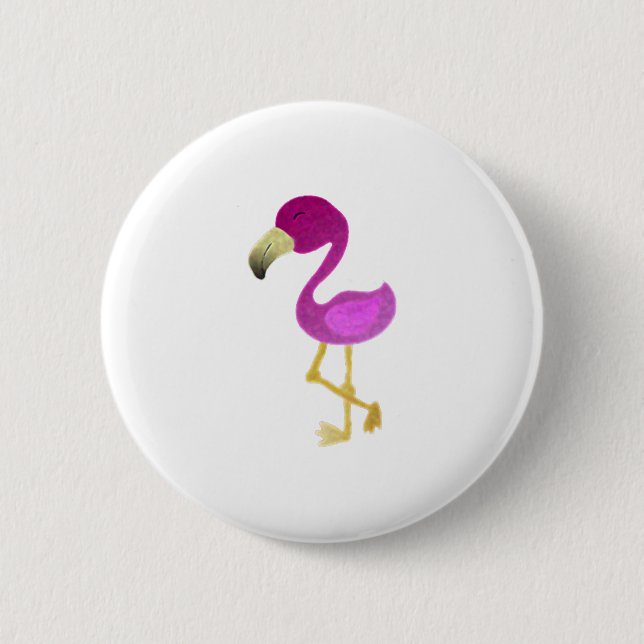 Watercolor Flamingo Button (Front)