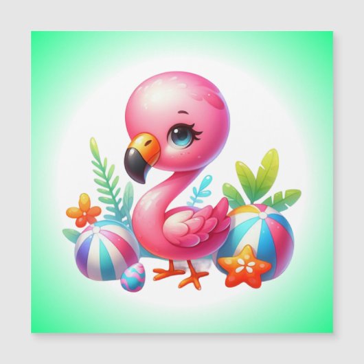 Watercolor Flamingo Cartoon Clipart (Front)