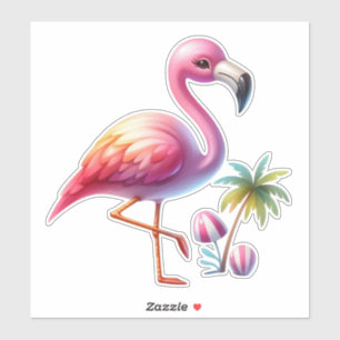 Watercolor Flamingo Cartoon Clipart95959 Sticker